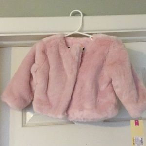 Cherokee baby girl pink faux fur coat